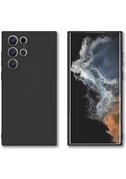 Aksesuar S22 Ultra ile Uyumlu Içi Kadife Kaplı Dışı Mat Yapıya Sahip Kamera Korumalı Lansman Silikon Kılıf Yapılı Tam Koruma Sağlayan Kamera Korumalı Kılıf (Siyah) fiyatları
