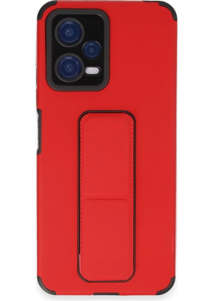 Xiaomi Poco X5 5g Kılıf Mega Standlı Silikon - Kırmızı