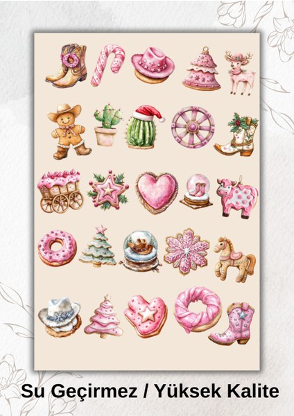 Pembe Yeniyıl Temalı, Sticker Ajanda Bullet Journal YRM031