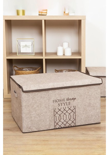 Kapısı Keçe Çok Amaçlı Kapaklı Düzenleyici Kutu (, Bej)