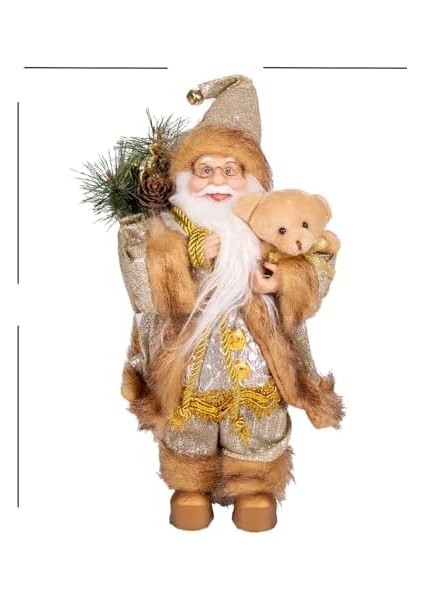 Yılbaşı Baba Hediye Çuvallı Pelüş Ayı Dekorlu 30 Cm. modelleri