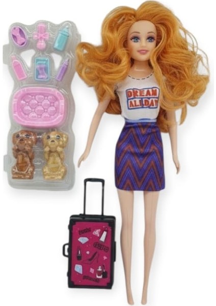 Puppy Bella 30 cm Bebek ve Köpek Bakım Seti - Mor Elbise (Lisinya) fiyatları