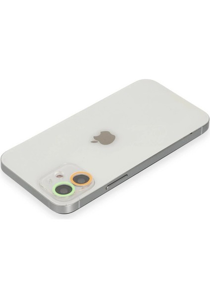 iPhone 12 Renkli Kamera Lens Koruma Cam - Turuncu-Yeşil fiyatları