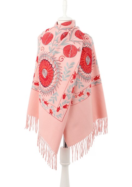 Pembe Nakışlı Kışlık Şal fiyatları