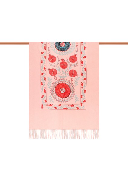 Pembe Nakışlı Kışlık Şal modelleri