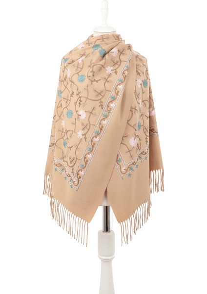 Açık Bej Nakışlı Kışlık Şal fiyatları