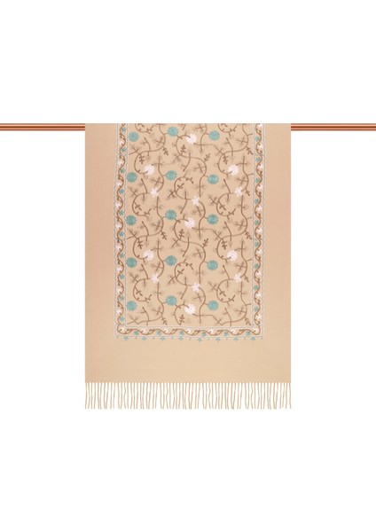 Açık Bej Nakışlı Kışlık Şal modelleri