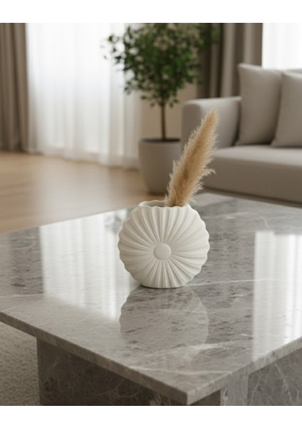 Modern Vazo, Yuvarlak Dekoratif Çiçeklik, Beyaz Vazo- El Yapımı-10 cm Vazo Minimalist Vazo fiyatları