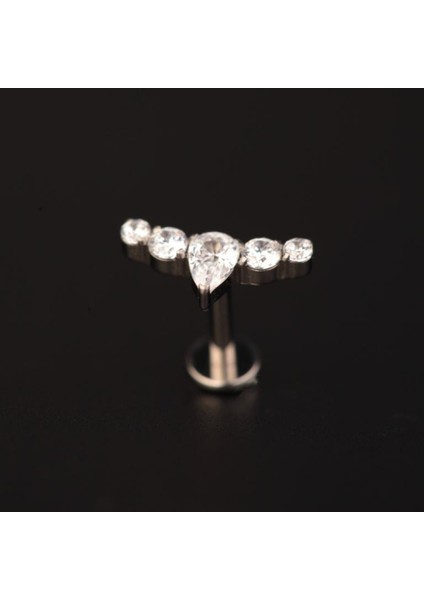 Yüksek Kalite G23 Titanium Taç Zirkon Titanyum 6x1.2mm Labret Piercing