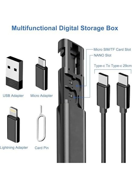 7&apos;si 1 Arada USB Şarj Adaptörü Kiti, Şarj & Veri Transferi - Type C, Lightning, Micro USB Çevirici, Sım Kart Iğnesi, Otg Seti, Evınto fiyatları