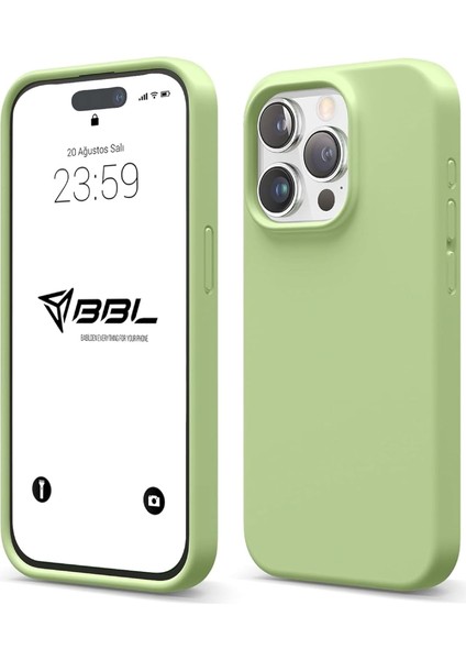 Kılıf Ince Sıvı Silikon 3 Katmanlı Tam Kaplamalı Yumuşak Jel Kauçuk Kılıf Kapak (Fıstık Yeşili (46), 15 Pro)