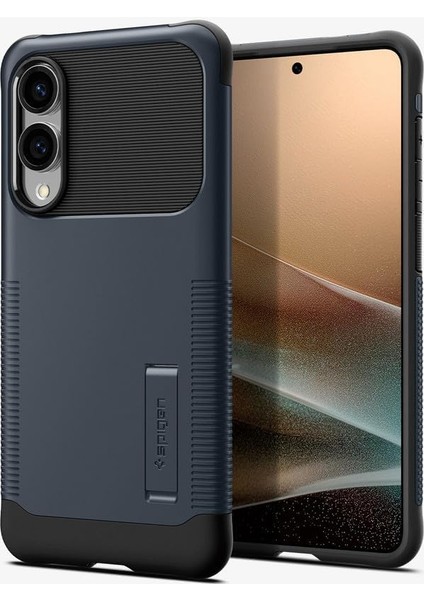 Galaxy S25 Edge ile Uyumlu Ekstra Dayanıklı Kılıf Slim Armor Hava Kanalı Teknolojisi Askeri Sınıf Koruma Kickstand&apos;lı Metal Slate Çift Katman Kapak - ACS09593