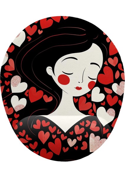 Iyi Fikirler Kız ve Kalp Desenli Bilek Destekli Mouse Pad