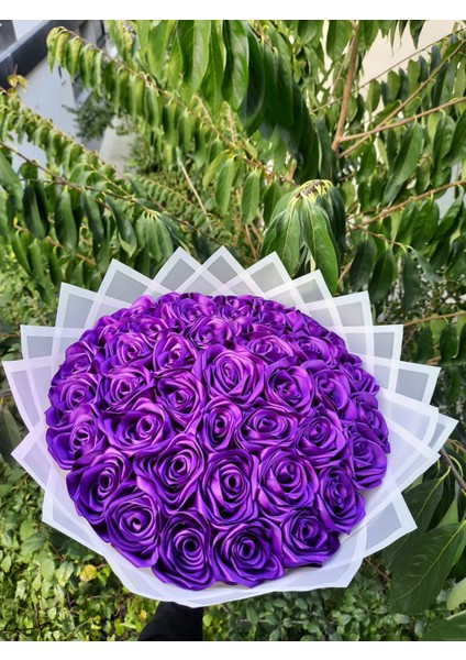 41 Li LED Işıklı Solmayan Gül Mor Gül Dışı Beyaz Isteme, Söz, Nişan, Mezuniyet Için Ideal