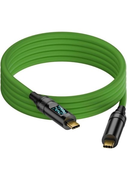 Type C To Type C 100W Hızlı Şarj 20GBPS Veri Transfer Hızı 8K60Hz Görüntü Aktarım Kablosu 2 Metre Yeşil Grn-02
