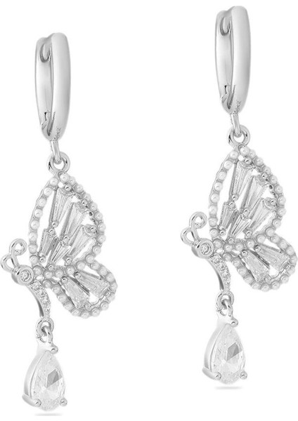 Taşlı Küpe Silver