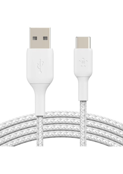 Örgülü Usb-C Kablosu (Boost Charge Usb- C-Usb Kablosu, NOTE10, S10, 4, iPad Pro, Switch ve Daha Fazlası Için USB C Tipi Kablosu) 2 Metre, Beyaz
