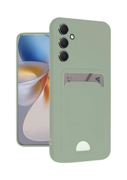 Galaxy A16 ile Uyumlu Kılıf Kartvizitli Kartlıklı Kamera Korumalı Galaxy A16-5G ile Uyumlu Kapak Silikon Soft ve Pürüzsüz Dış Yüzey (Su Yeşil, Galaxy A16) fiyatları