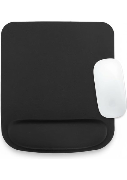 Kare Bilek Destekli Konfor Kaymaz Ergonomik Mouse Pad Siyah Siyah