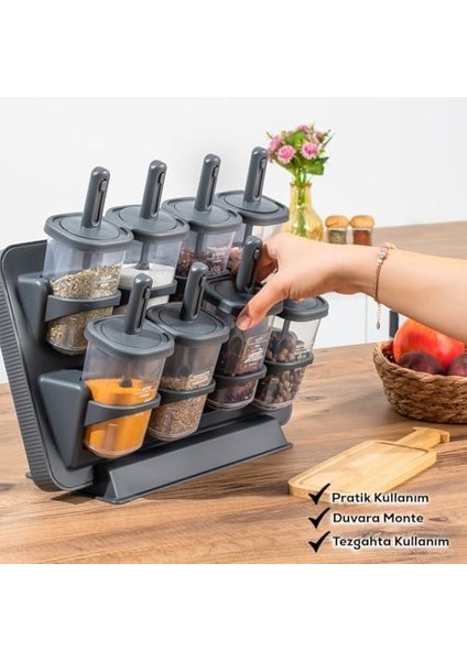 1124 Kaydırmalı Kaşıklı Etiketli Seti - Erzak Saklama Kabı fiyatları