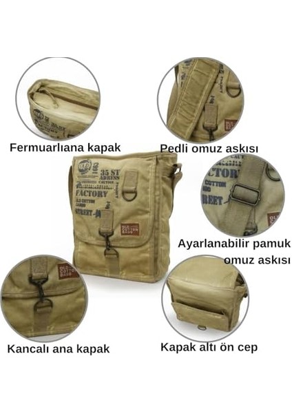 Cargo 8184 Salaş Kanvas Omuz Postacı Laptop Okul Seyahat Günlük Pamuklu Çanta (Açık Camel) fiyatları
