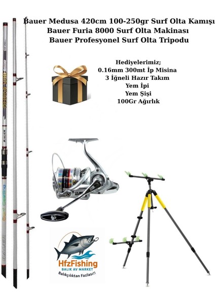 (Tam Takım) Furia 8000 - Medusa 420CM Surf Olta Takımı