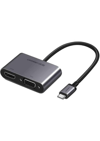Type-C To Hdmı+Vga Pd Şarj Destekli Dönüştürücü Uzay Gri