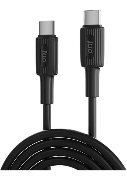 60W USB Type-C To Type-C Silikon Hızlı Şarj ve Kablosu Siyah 1 Metre