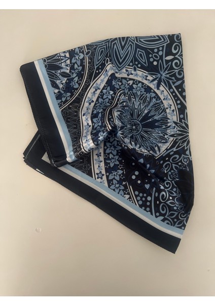 70X180 Lacivert Desenli Şal Fular
