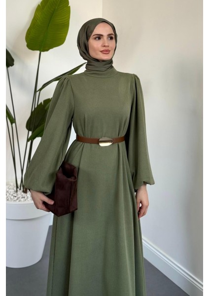 Blake Fitilli Kemerli Elbise Haki modelleri