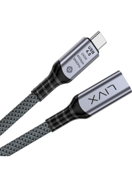 Type C To Type C Usb4.0 240W 40GBPS 8k60hZ Uzatma Kablosu 1 Metre Lcu