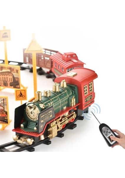 Yılbaşı Noel Büyük Klasik Tren Seti Uzaktan Kumandalı - Buharlı Sesli ve Işıklı 20 Prç