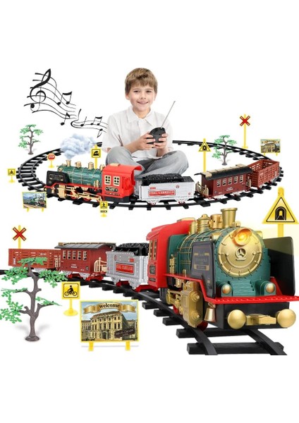 Yılbaşı Noel Büyük Klasik Tren Seti Uzaktan Kumandalı - Buharlı Sesli ve Işıklı 20 Prç fırsatları