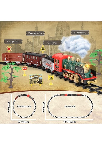 Yılbaşı Noel Büyük Klasik Tren Seti Uzaktan Kumandalı - Buharlı Sesli ve Işıklı 20 Prç