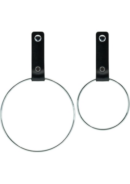 Deri Havlu Askısı, Ikili Metal Kulplu Havlu Askısı - Gümüş