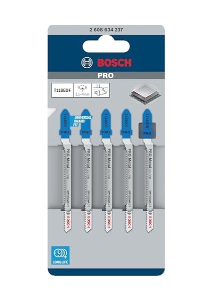 Accessories Professional 5 x Dekupaj Testere Bıçağı T 118 Eof For Metal (Çelik Sac, Aksesuar Dekupaj Testeresi Için), 1,5-4 mm fiyatları