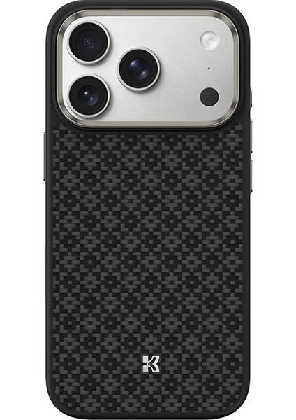 iPhone 17 Pro Uyumlu Kılıf M-Safe Şarj Özellikli Benks Armorpro Armorgrid Serisi Kevlar Kapak Siyah