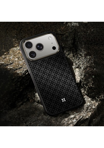 iPhone 17 Pro Uyumlu Kılıf M-Safe Şarj Özellikli Benks Armorpro Armorgrid Serisi Kevlar Kapak Siyah indirimleri