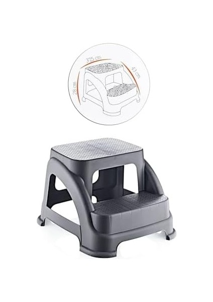Iki Basamaklı Kaymaz Tabure - 120 kg Taşıma Kapasiteli - Basamaklı Tabure - Sert Plastik ( ) fiyatları