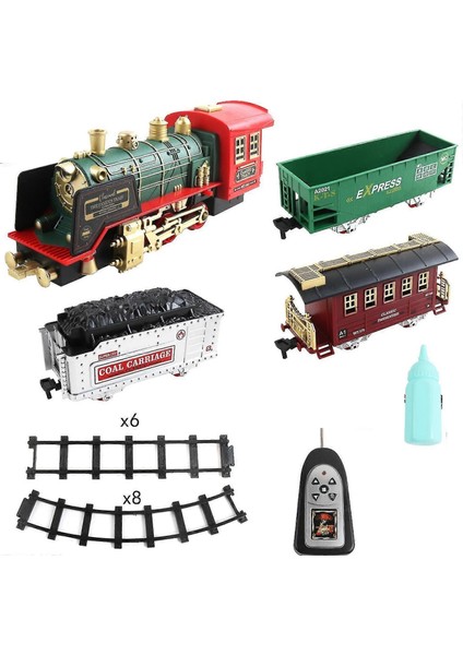 Yılbaşı Noel Büyük Klasik Tren Seti Uzaktan Kumandalı - Buharlı Sesli ve Işıklı 20 Prç