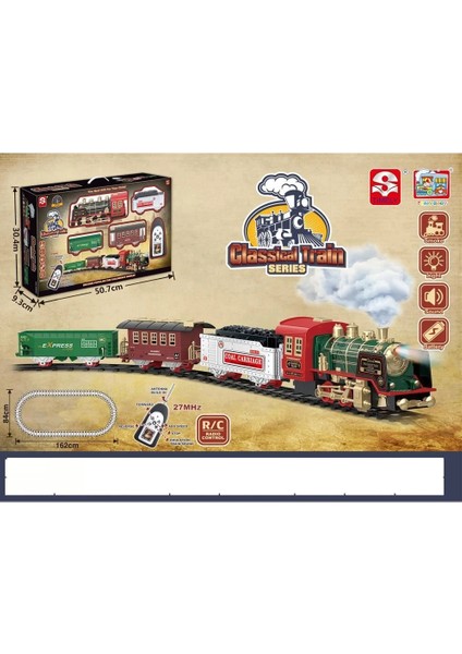 Yılbaşı Noel Büyük Klasik Tren Seti Uzaktan Kumandalı - Buharlı Sesli ve Işıklı 20 Prç