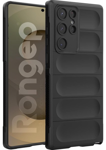 Galaxy S25 Ultra Için Koruyucu Kalın Yapılı Rugged Tpu Silikon Kılıf Kamera Yükseltili Içi Süet Dokulu Kenarları Darbe Emici ve Kayma Önleyici Özellikli Tam Kaplayan Koruyucu Kılıf