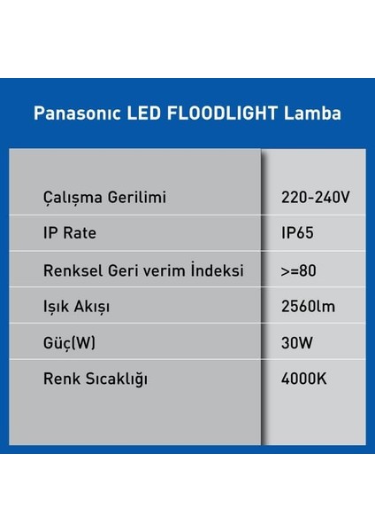 LED Projektör, Gün Işığı 30W 2560LM 4000K fiyatları
