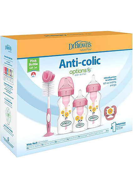 Db 3610 Geniş Ağız Anti-Kolik Options+ Pp Biberon Pembe Hediye Set 1 Adet