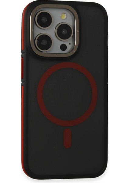 iPhone 15 Pro Rocky Magsafe Kapak - Siyah-Kırmızı