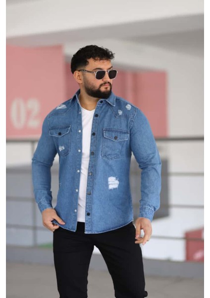 Erkek Kot Gömlek Slim Fit, Çift Cepli Geniş Düğmeli Likrasız Gömlek fiyatları