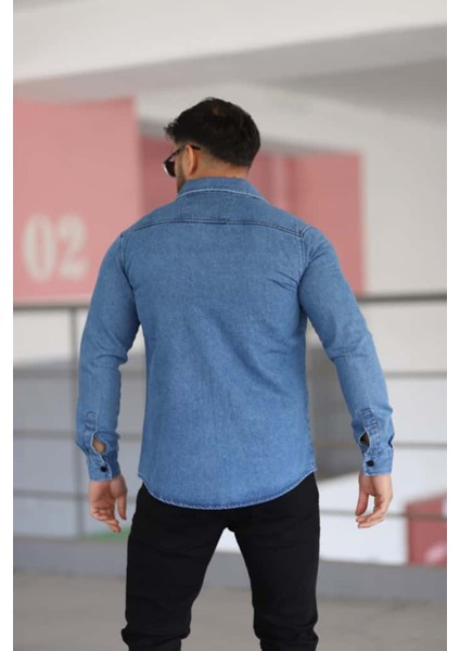 Erkek Kot Gömlek Slim Fit, Çift Cepli Geniş Düğmeli Likrasız Gömlek modelleri