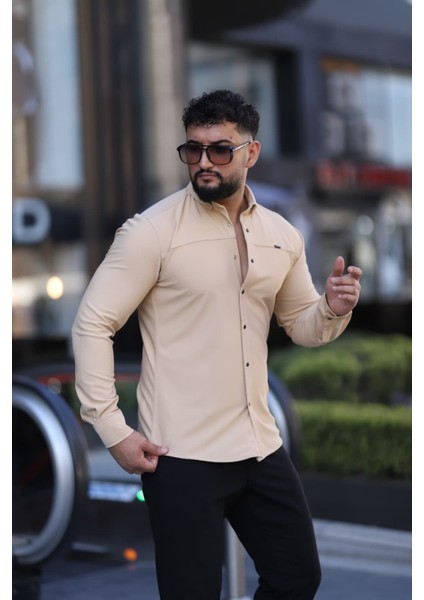 Slim Fit Uzun Kollu Klasik Yaka Düğmeli Gömlek - Şık & Günlük Kombin