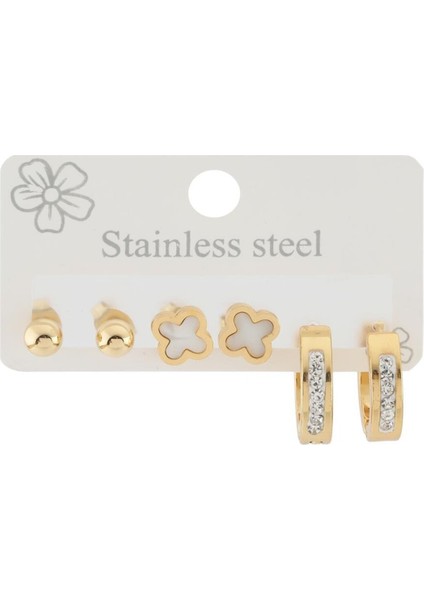 Çelik Altılı Küpe Gold