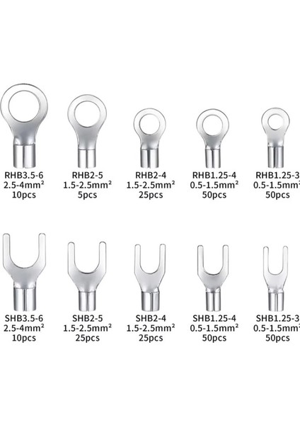 MR-274E-2 Kutulu Halka ve Çatal Tip Izolesiz Kablo Terminali Seti 320 Parça 5 Boy indirimleri
